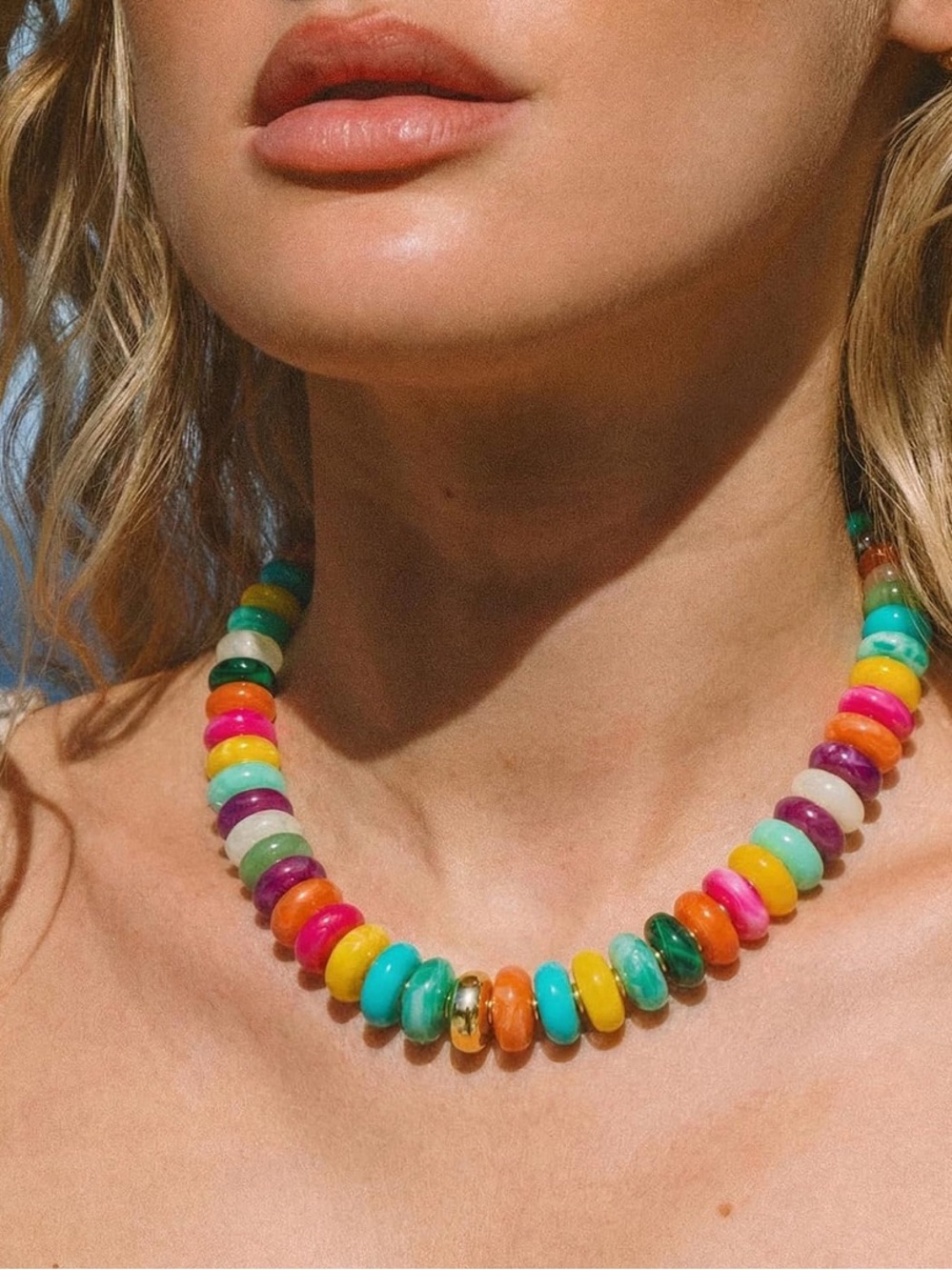 Multicolor Colorful Summer Beaded Statement Necklace
